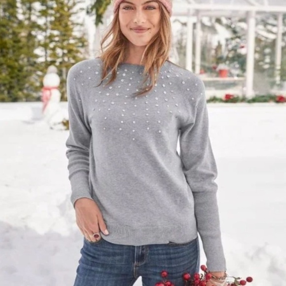 Sundance Constellation Sweater Size‎ Medium Gray Sequin Detail Cozy Winter Chic